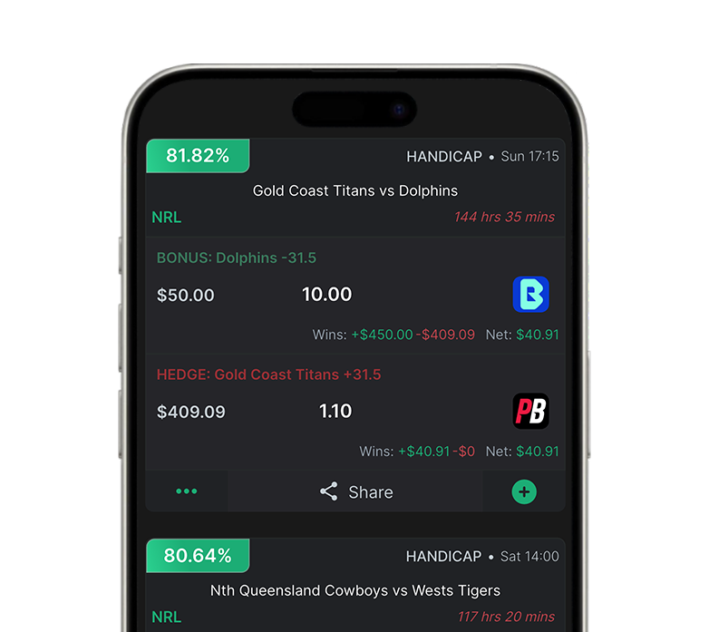 WagerWise free bet conversion software on a phone